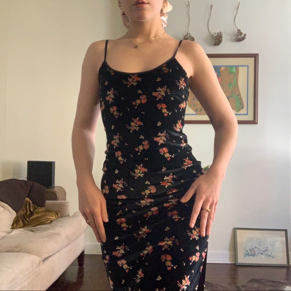 urban outfitters velvet slip floral maxi dress
